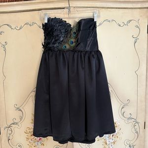 Custom Made Satin Feather Mini Dress